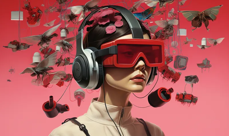Futuristic image of a woman in a headset